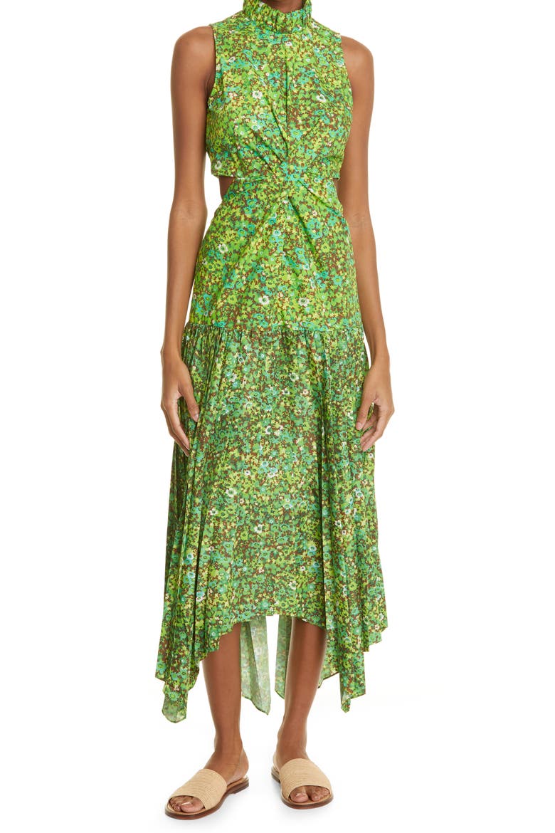 Pleated Phyllis Dress, Main, color, ACID GREEN