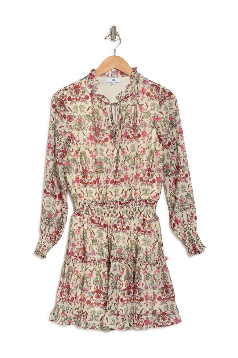 Emma Floral Print Ruffle Dress, Alternate, color, RUST/ OLIVE ETHNIC