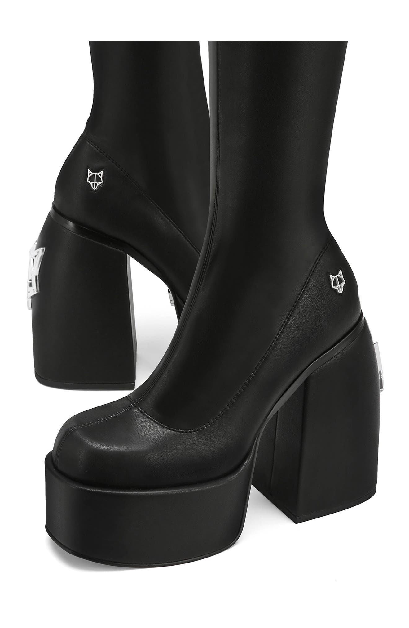Spice Platform Tall Boot, Alternate, color, BLACK STRETCH