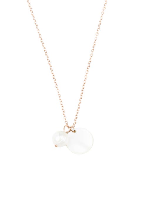 Mother-of-Pearl Round & Pearl Pendant Necklace