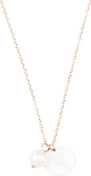 LIKHA Mother-of-Pearl Round & Pearl Pendant Necklace