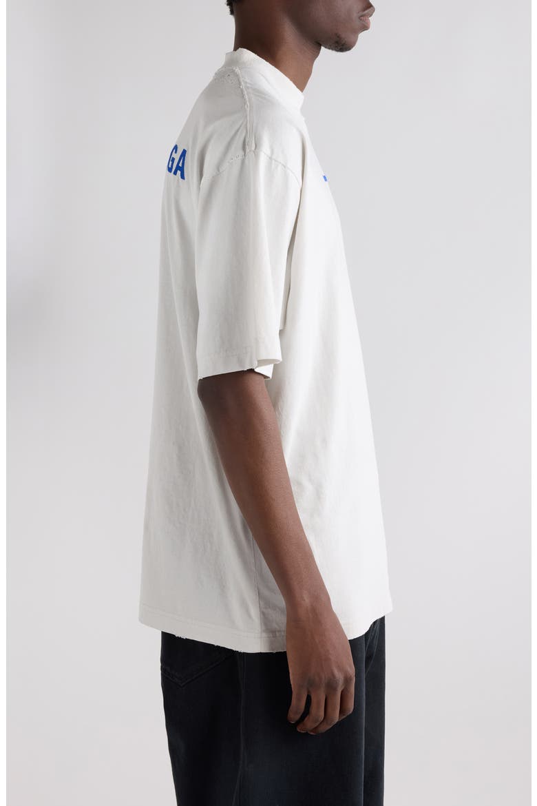 Medium Fit Distressed Logo T-Shirt, Alternate, color, 8016 DIRTY WHT/ SPORT BLUE