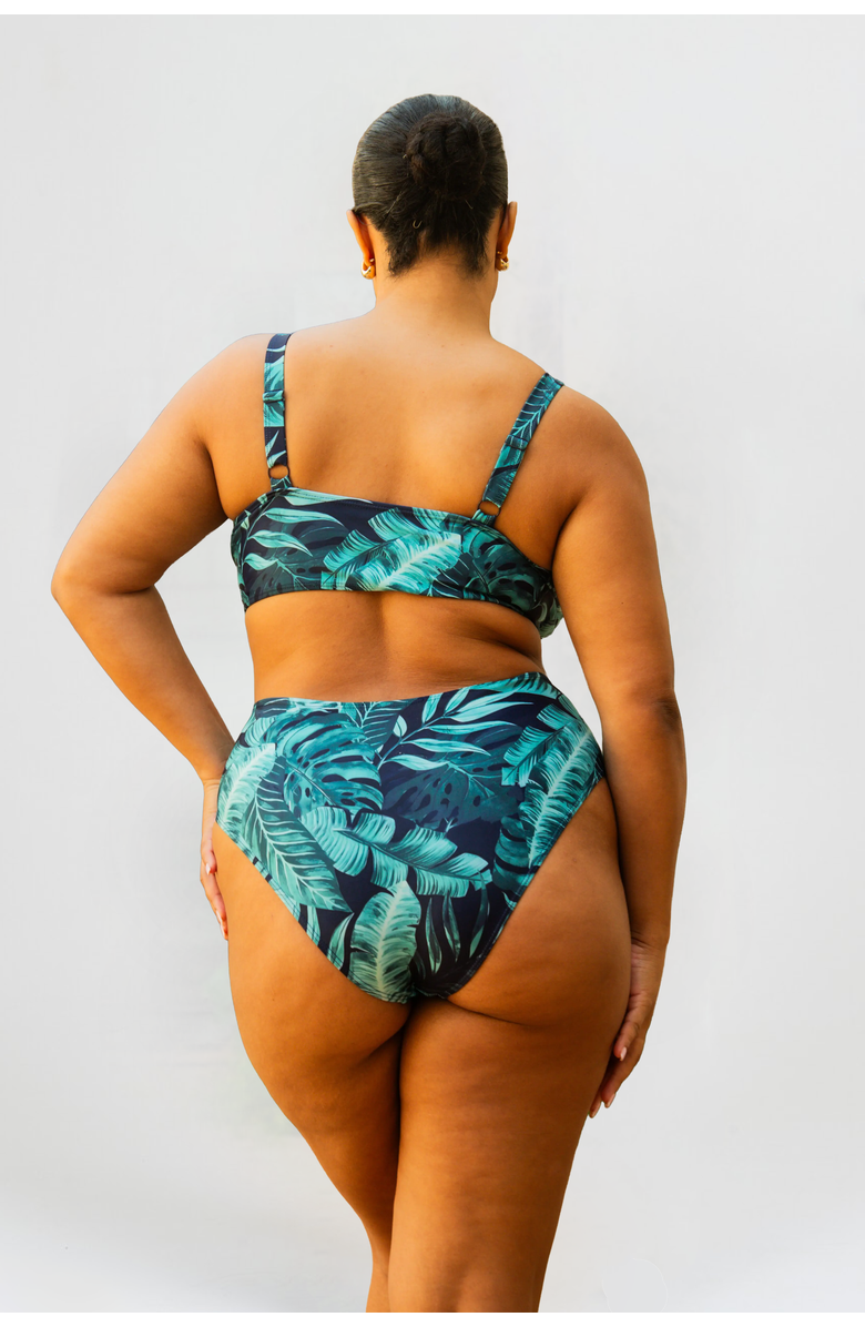 FASHION-SZN CURVE Palm Print Bikini Set, Alternate, color, Green