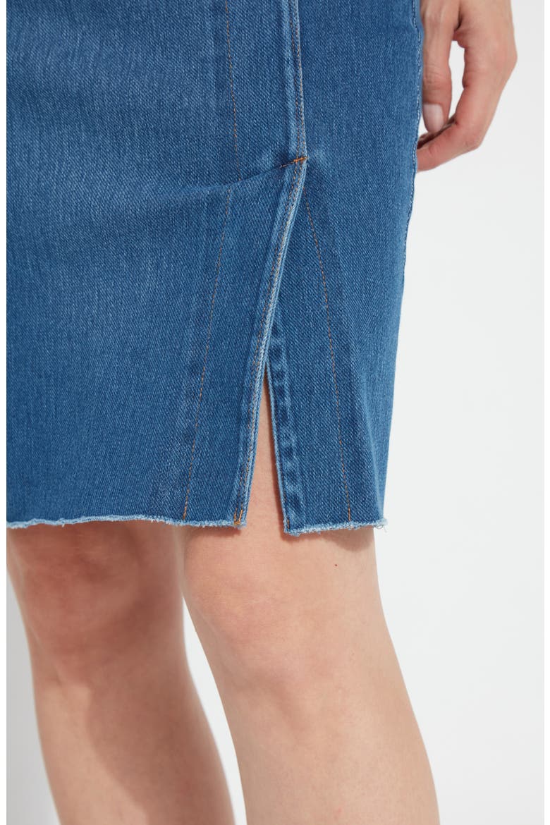'Lyssentials Lyrica Knit Denim Pencil Skirt, Alternate, color, MIDWASH