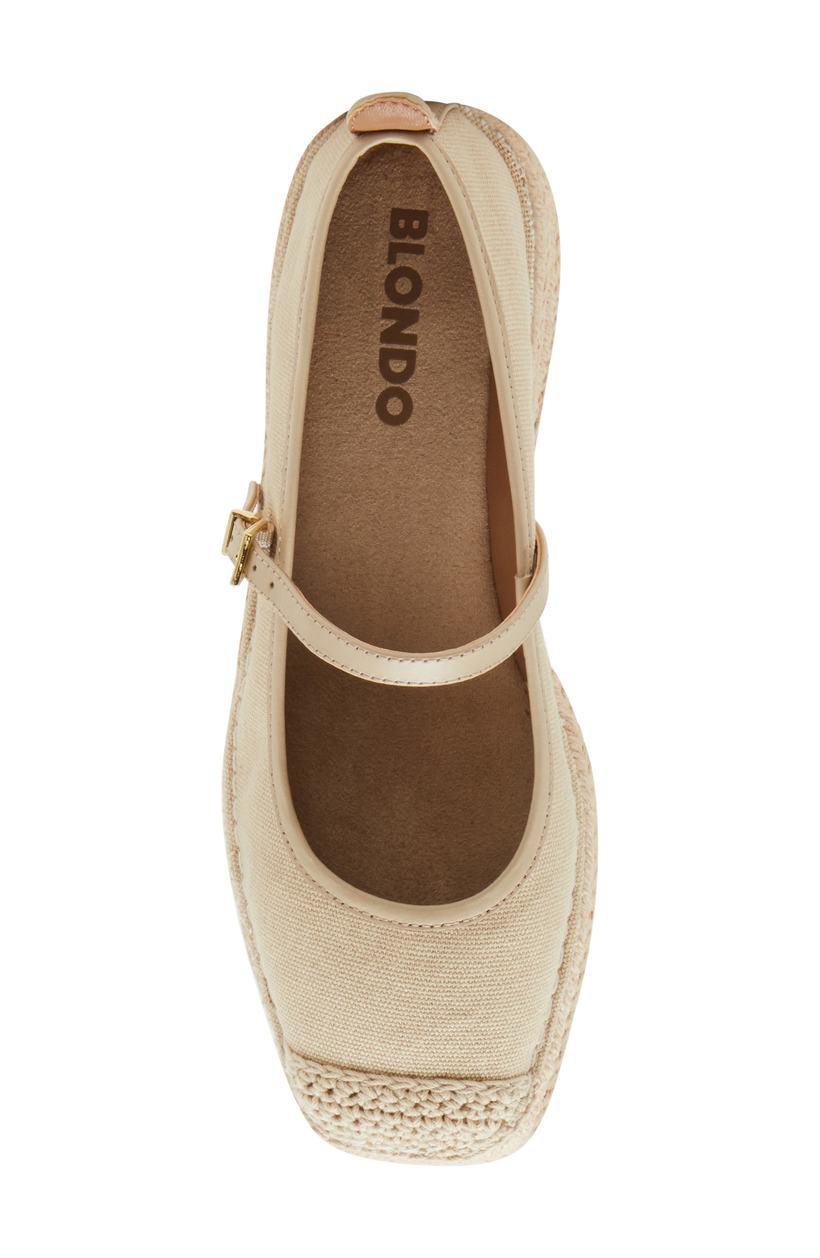 Blondo Hanah Waterproof Espadrille Mary Jane Flat, Alternate, color, Almond Fabric