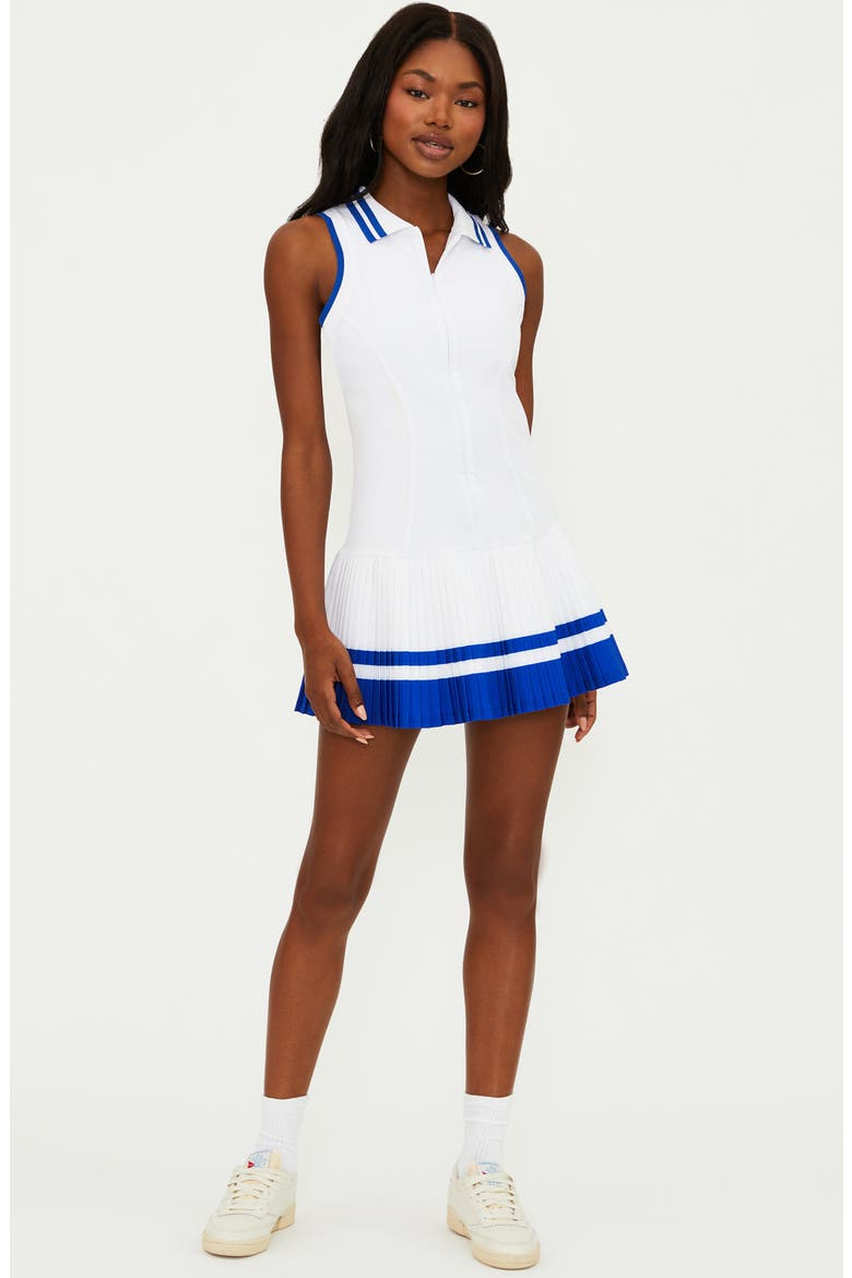 Bria Pleated Zip Front Minidress, Alternate, color, RIVIERA AZURE WHITE