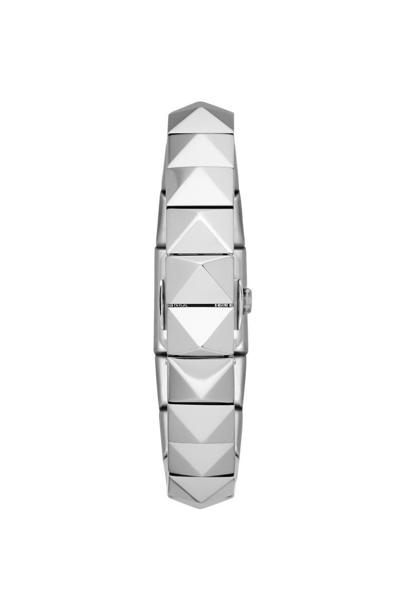 KARL LAGERFELD 'Mini Perspektive' Pyramid Bracelet Watch, 18mm x 21mm, Alternate, color, SILVER
