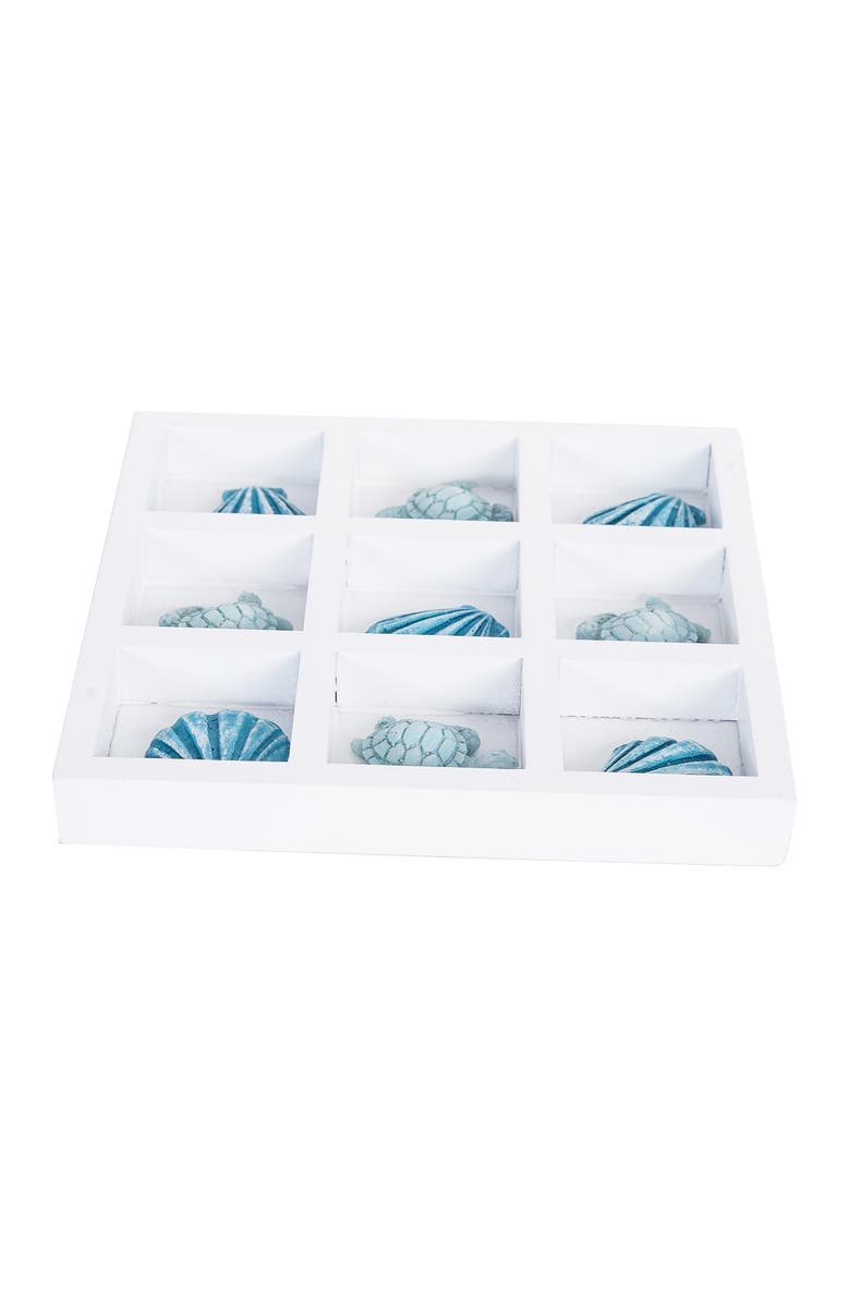 Beachcombers Shell and Turtle Ticktacktoe Decorative Game, Alternate, color, Blue
