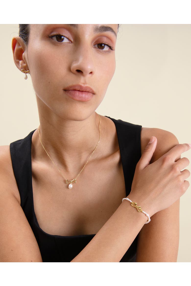 Bow Pearl Necklace, Alternate, color, Pearl
