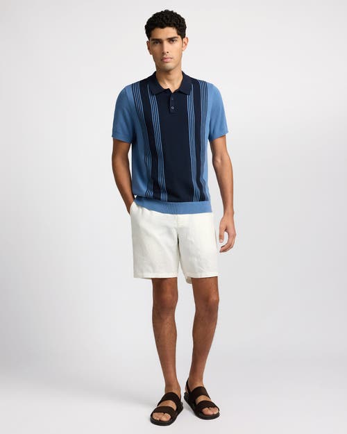 Onia Cotton Knit Short Sleeve Polo In Blue