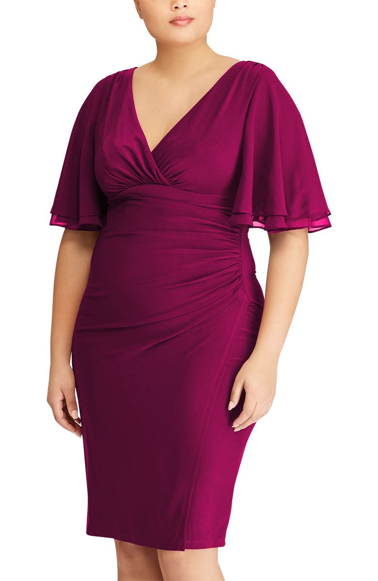 Lauren Ralph Lauren Mildia Ruched Flutter Sleeve Dress, Alternate, color,