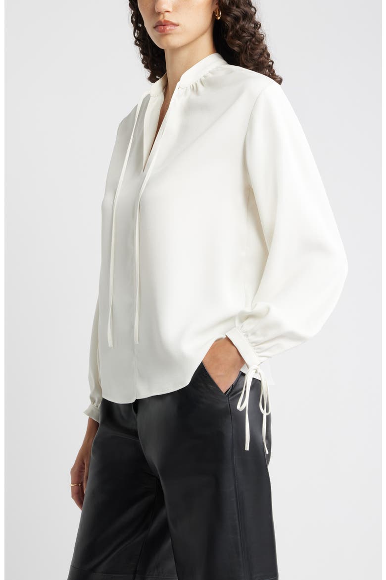 Long Sleeve Tie Neck Shirt, Alternate, color, IVORY TOFU