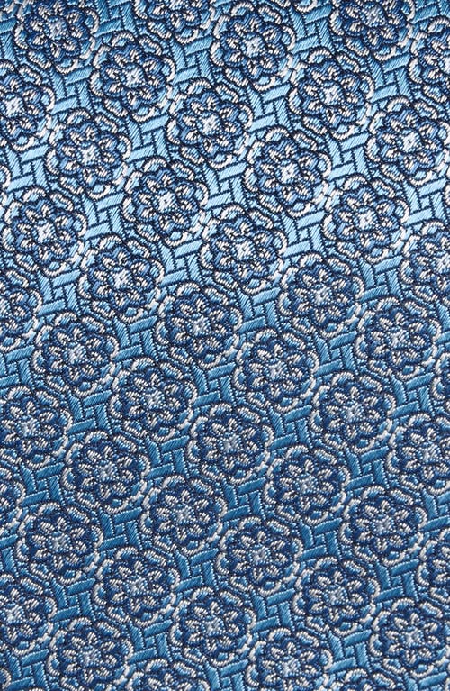 David Donahue Geometric Silk Tie In Blue