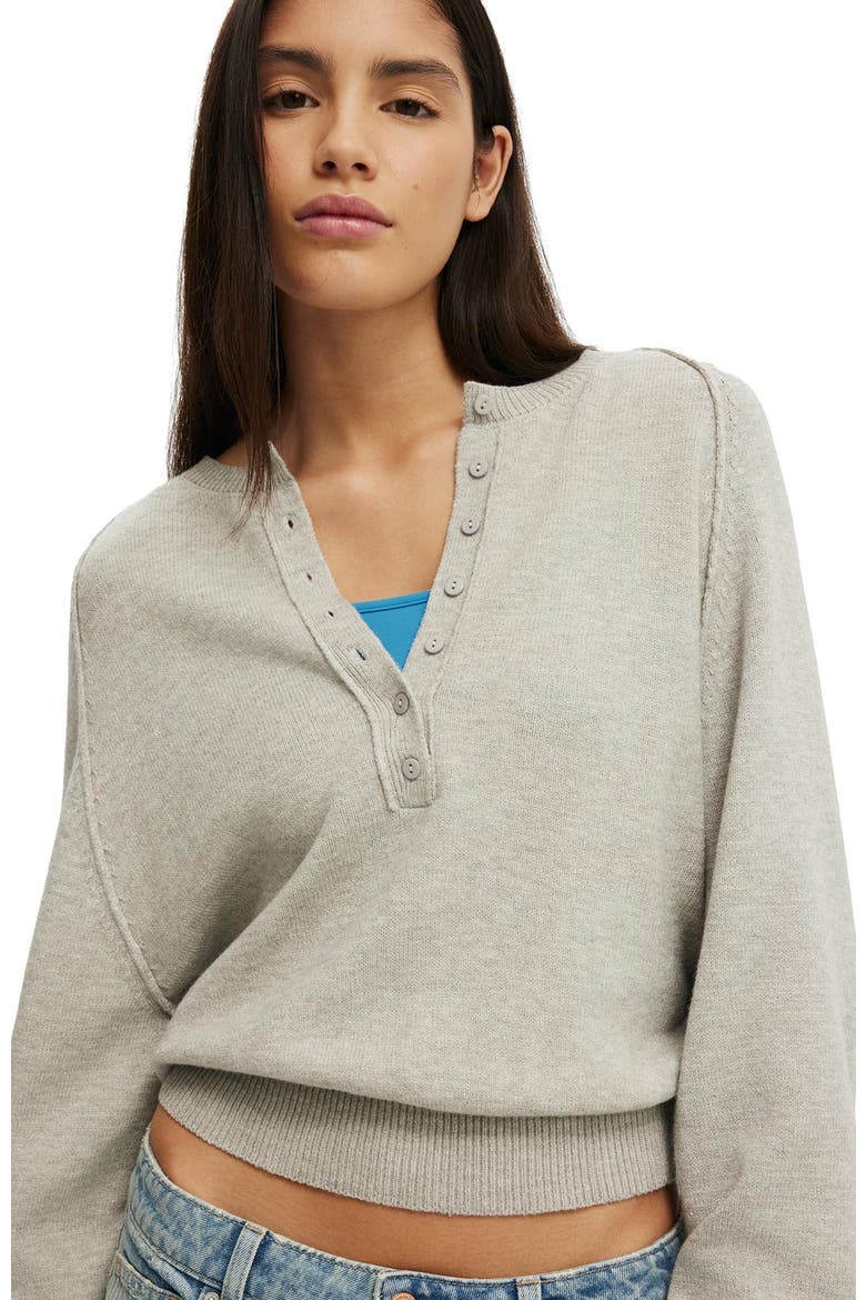 Women's Everfine Oversized Henley Knit, Alternate, color, Grey Marle