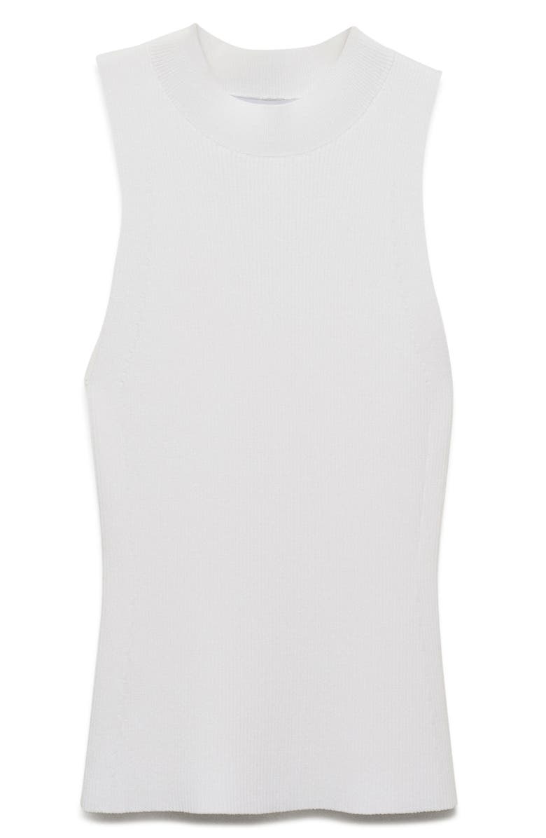 MANGO Mock Neck Sleeveless Rib Sweater, Alternate, color, Off White
