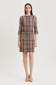 Ming Wang Horizontal Multi Stitch Knit Sheath Dress