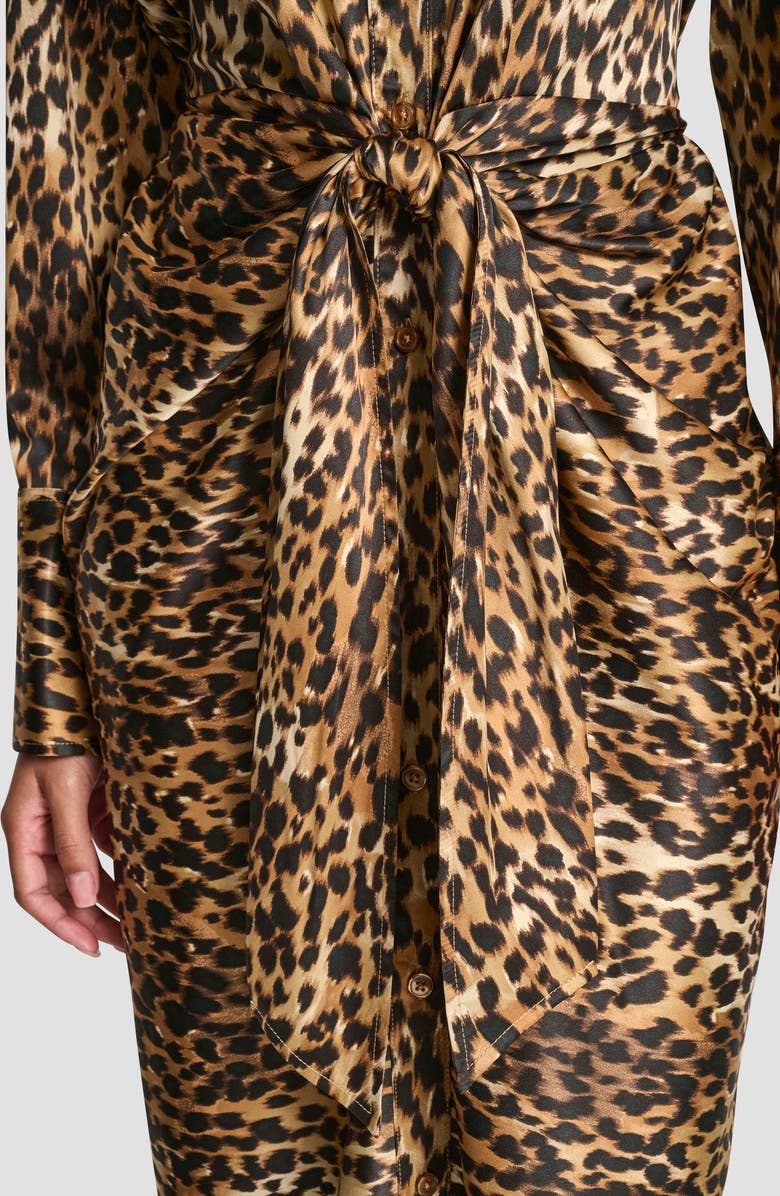 DKNY Jeans Cheetah Print Satin Dress, Alternate, color, Cheetah Blur Whiskey