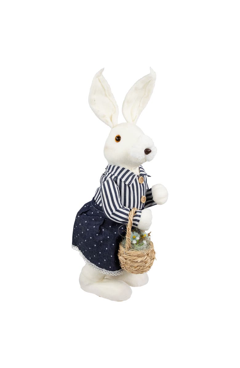 Northlight Standing Girl Bunny with Basket Easter Figure - 19" - Navy Blue, Alternate, color, White
