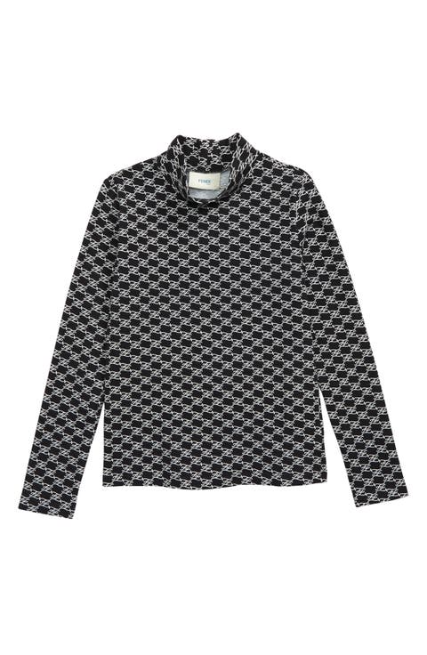 Kids' Karligraphy FF Logo Mock Neck Top (Toddler, Little Girl & Big Girl)