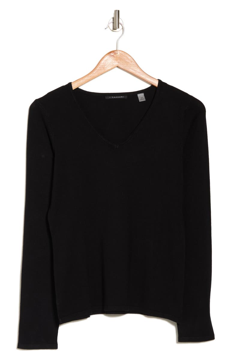 T Tahari V-Neck Knit Sweater, Alternate, color,