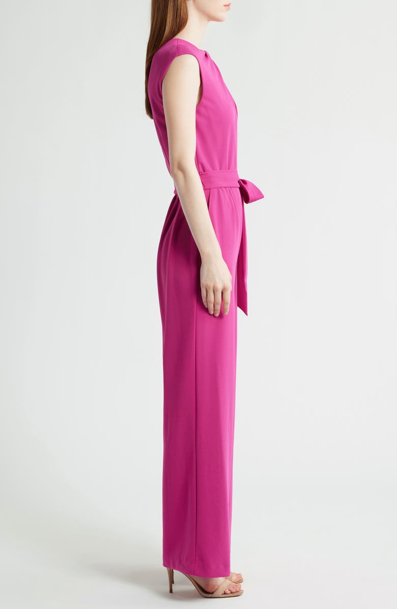 Tahari ASL Cross Neck Sleeveless Scuba Crepe Jumpsuit, Alternate, color, Wild Berry