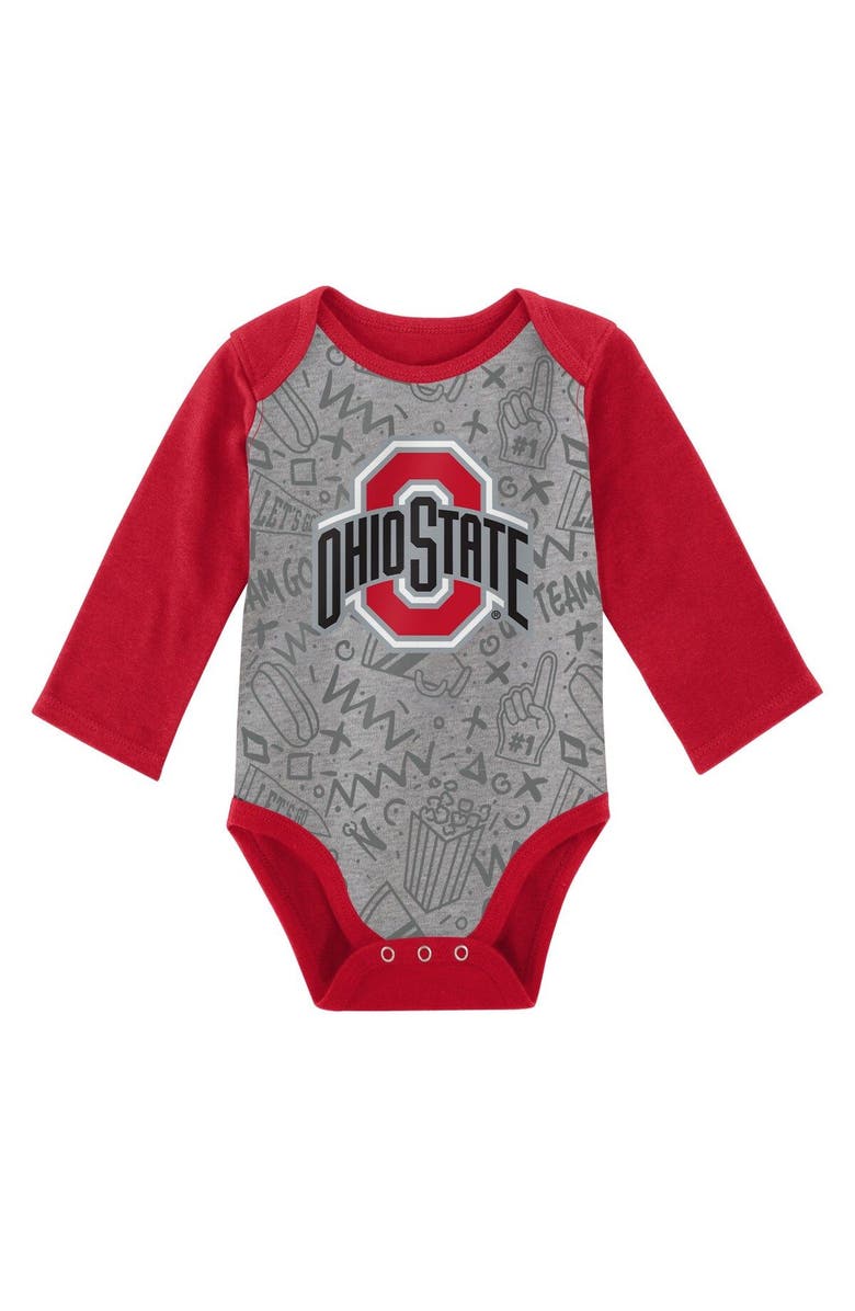 Outerstuff Newborn & Infant White/Gray Ohio State Buckeyes 2-Pack Play Time Long Sleeve Bodysuit Set, Alternate, color, White