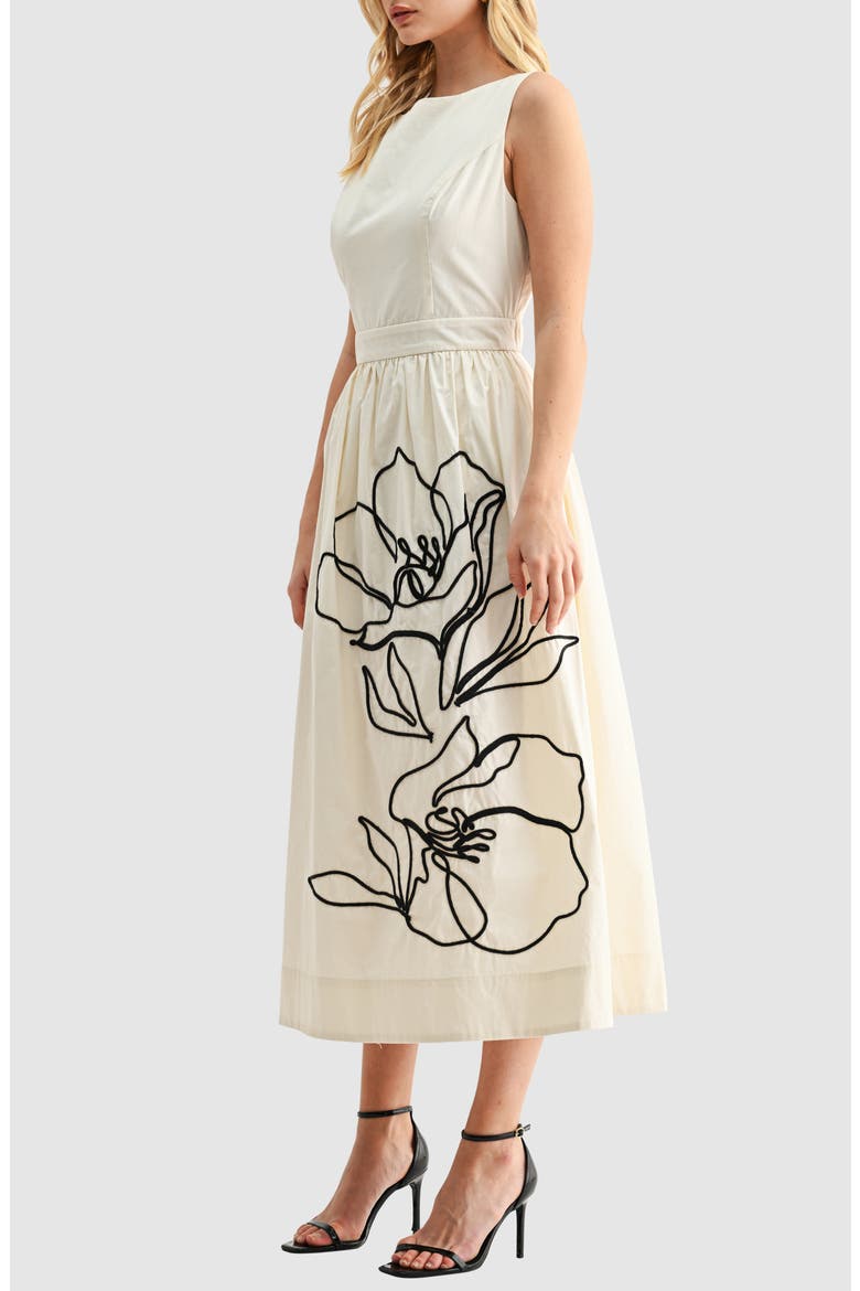 Embroidered Sleeveless Cotton Dress, Alternate, color, CREAM