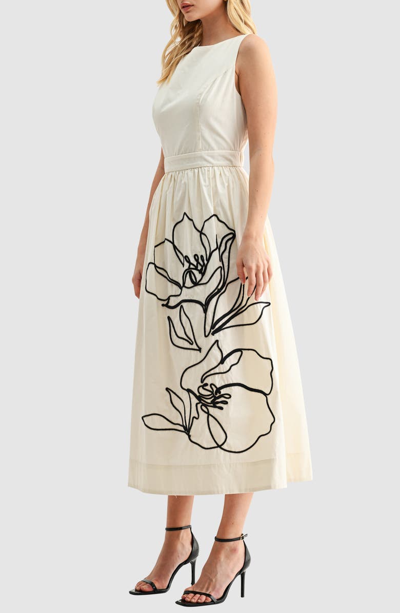 Mila Mae Embroidered Sleeveless Cotton Dress, Alternate, color, Cream