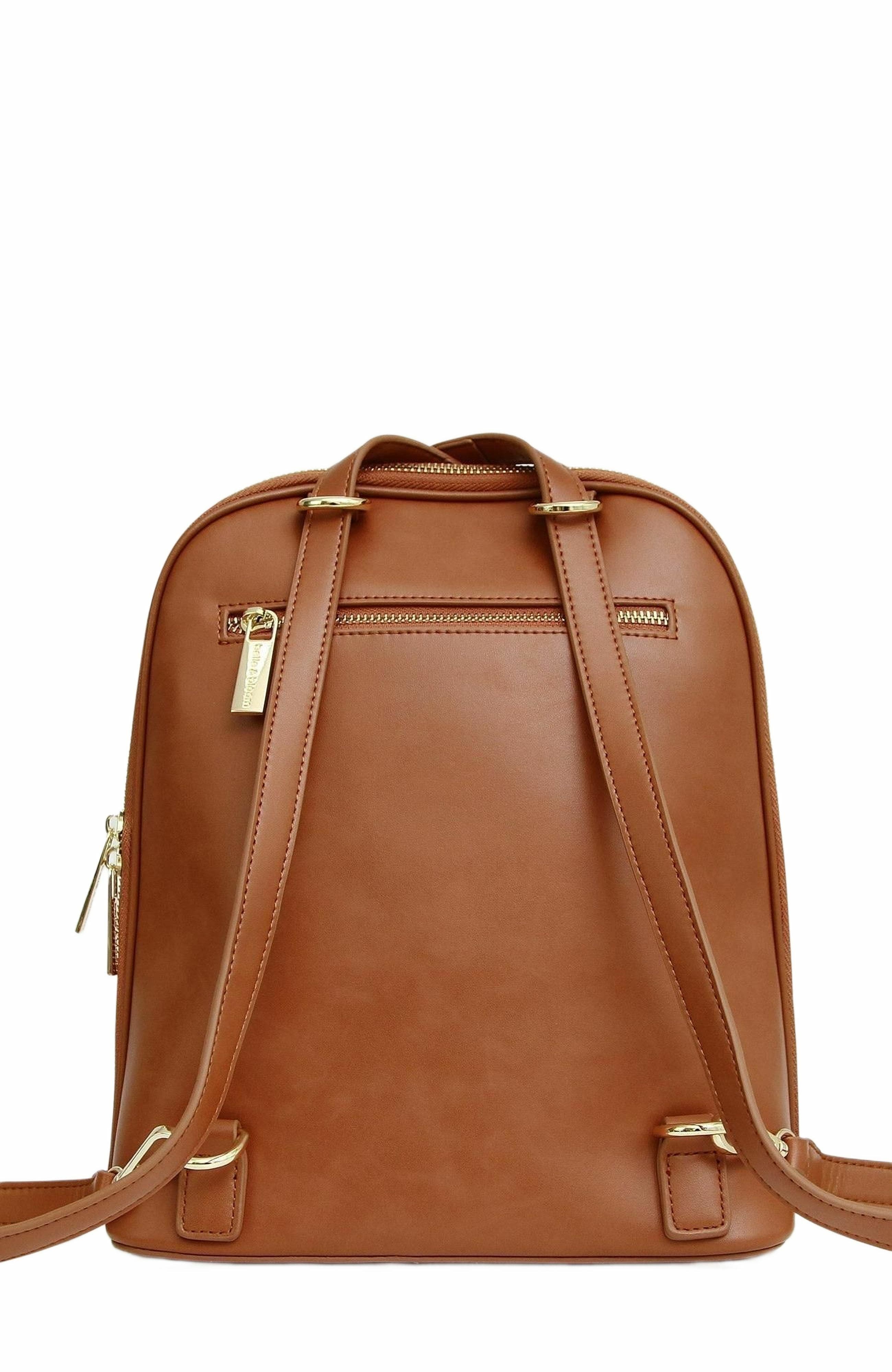 Belle & Bloom 5th Ave Leather Backpack, Alternate, color, Camel