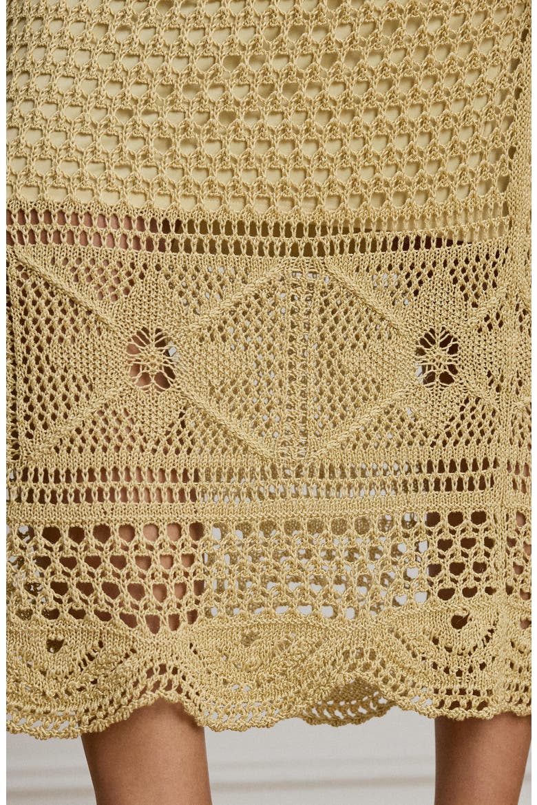 Astound Pointelle Knit Linen Blend Midi Skirt, Alternate, color, CANYON SAND BROWN