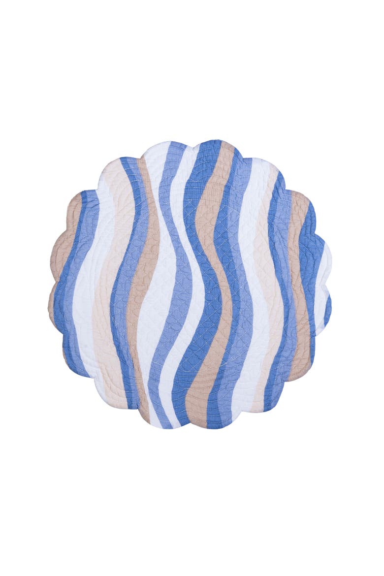 Seahorse Sands Reversible Machine Washable Scallop Quilt Round Placemats Set of 6, Alternate, color, Gold