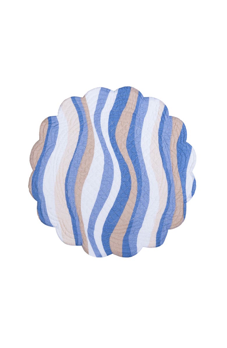 C&F Home Seahorse Sands Reversible Machine Washable Scallop Quilt Round Placemats Set of 6, Alternate, color, Gold