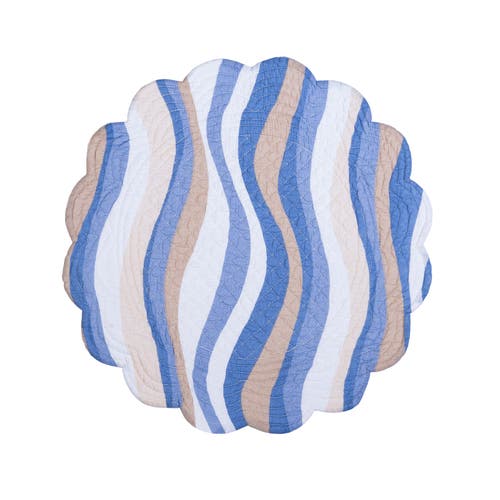 C & F Home C&f Home Seahorse Sands Reversible Machine Washable Scallop Quilt Round Placemats Set Of 6 In Gold