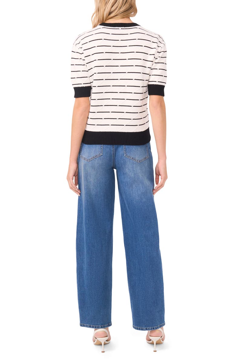 Vince Camuto Texture Stripe Crewneck Sweater, Alternate, color, Antique White