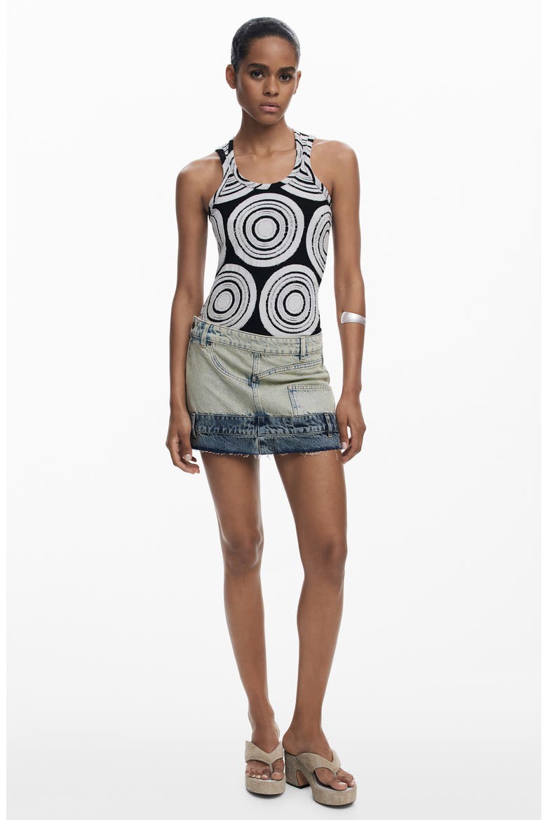 Double Waist Denim Miniskirt, Alternate, color, LIGHT BLUE