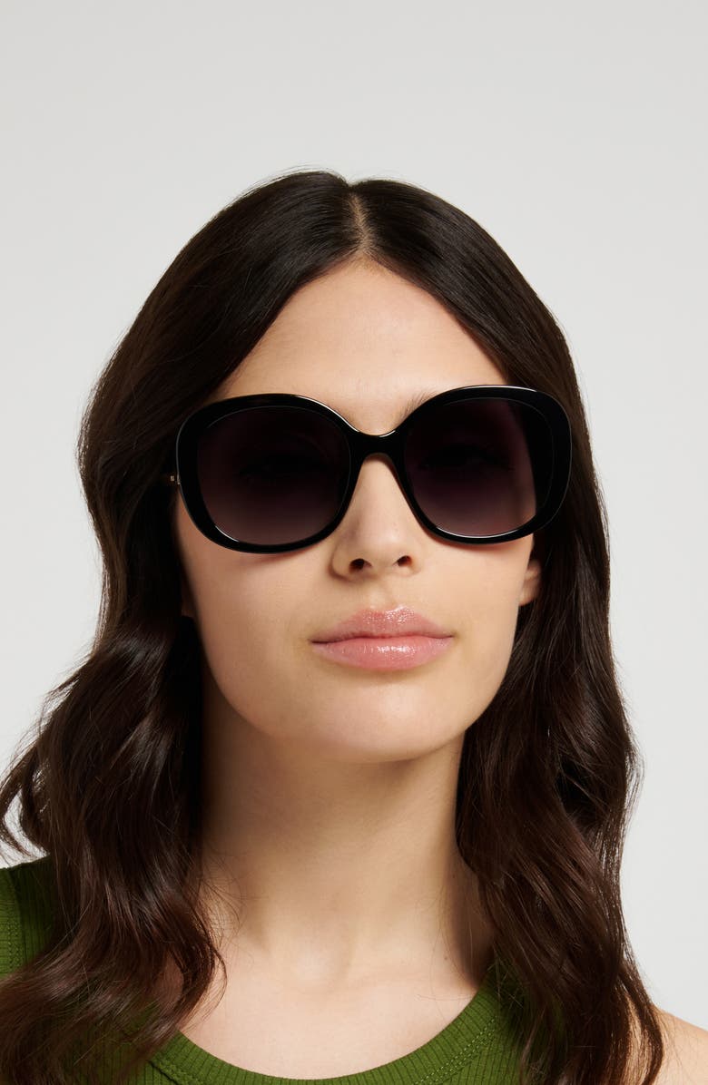 Fossil 56m Gradient Oval Sunglasses, Alternate, color, Black/ Dark Grey Sf