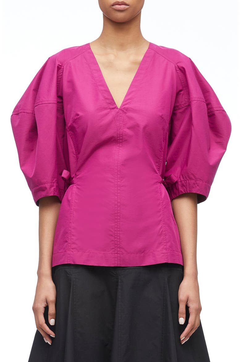 V-Neck Puff Sleeve Top, Main, color, MULBERRY