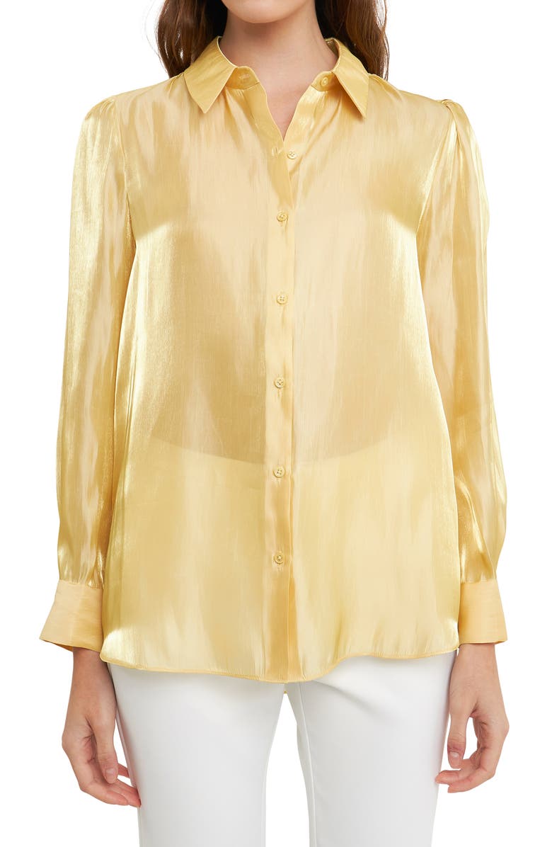 Endless Rose Sheer Satin Shirt, Alternate, color, Creamy Yellow
