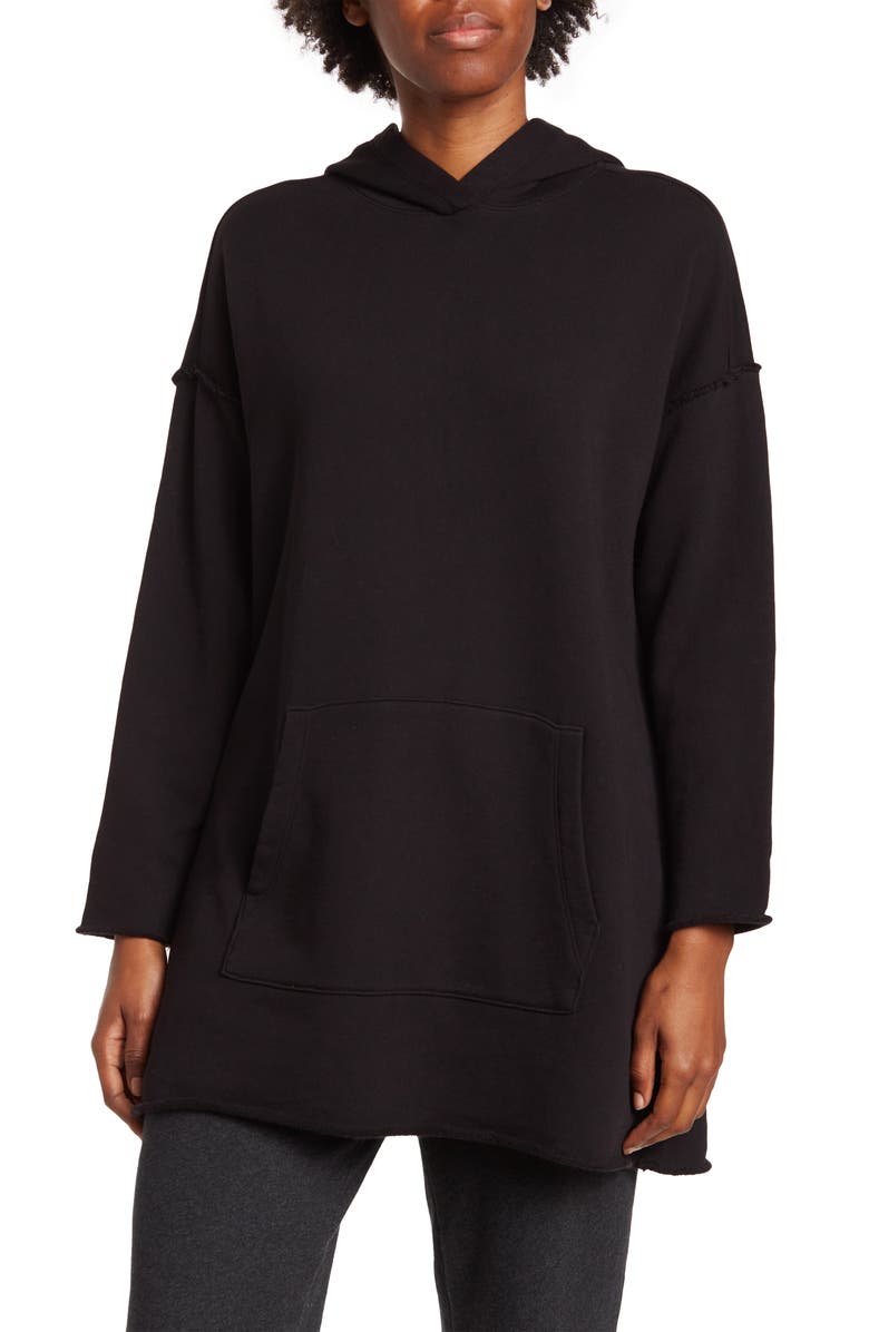 Eileen Fisher Hooded Organic Cotton Tunic Sweatshirt, Main, color, 