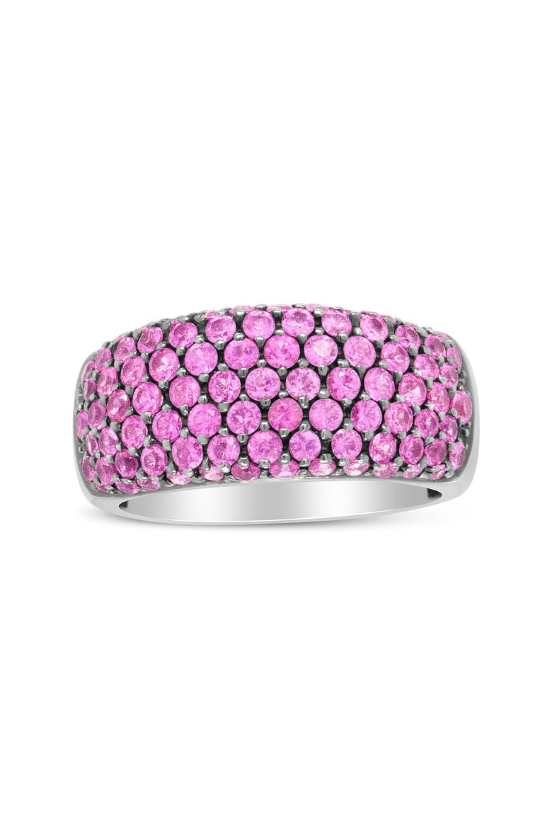 18K White Gold and Black Rhodium Multi Row Pink Sapphire Classic Band Ring, Main, color, White