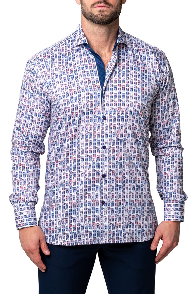 Einstein Spif Blue Button-Up Shirt, Main, color, BLUE