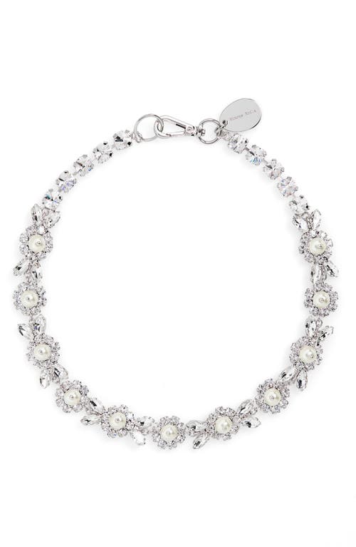 Simone Rocha Faux Pearl & Crystal Floral Necklace In Pearl/crystal