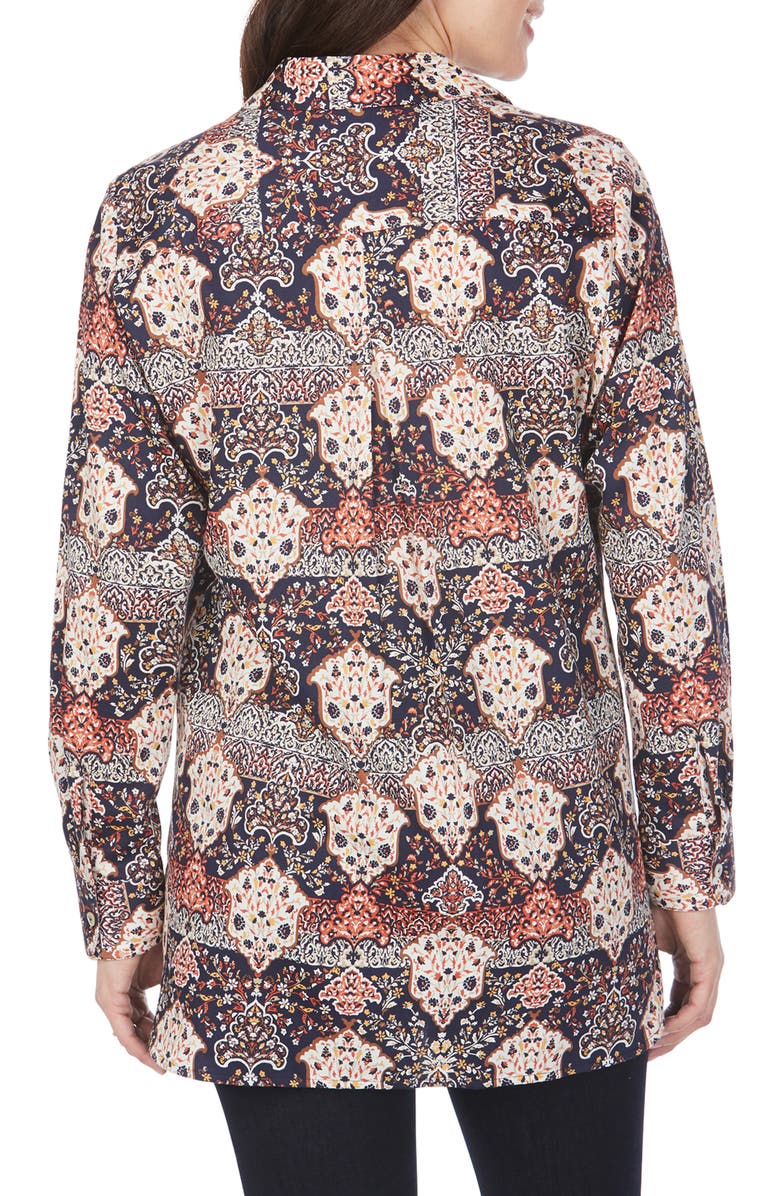 Foxcroft Jade Mixed Medallion Wrinkle-Free Sateen Tunic Shirt, Alternate, color,