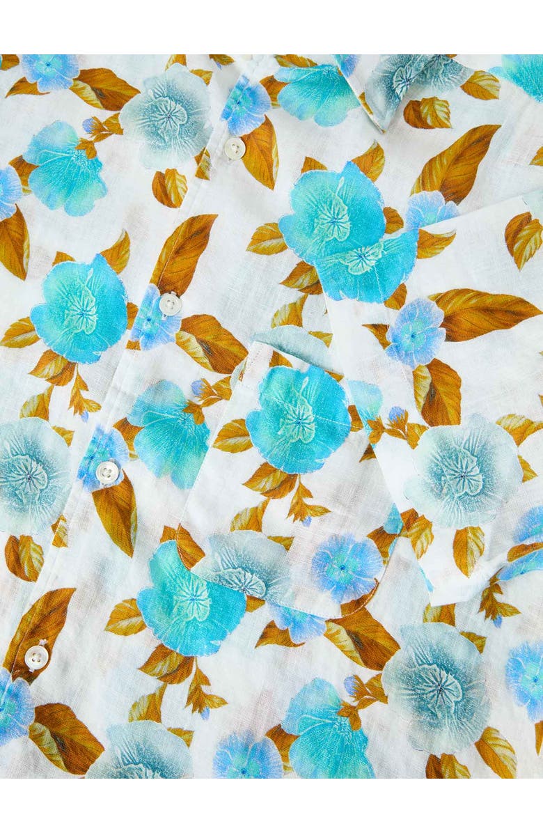 Robert Talbott Morgan Printed Linen Short Sleeve Shirt, Alternate, color, White