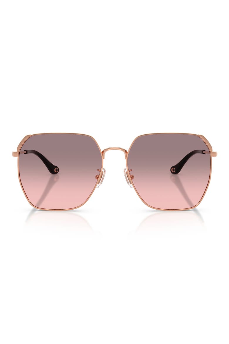 60mm Gradient Square Sunglasses, Main, color, SHINY ROSE GOLD / GREY PINK