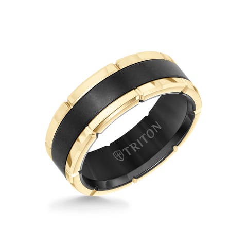 8MM Tungsten Carbide Ring with Flat Brushed Center and Link Edge