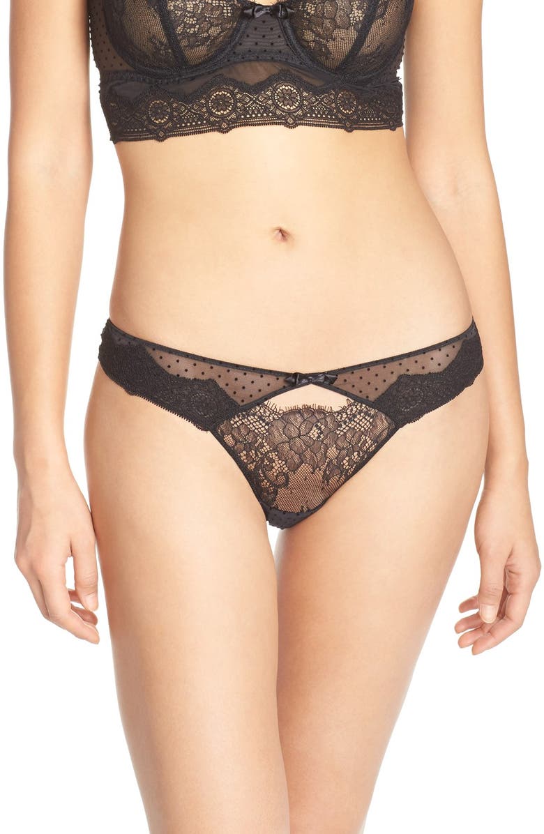Passionata by Chantelle Blossom Lace Keyhole Thong, Main, color, 