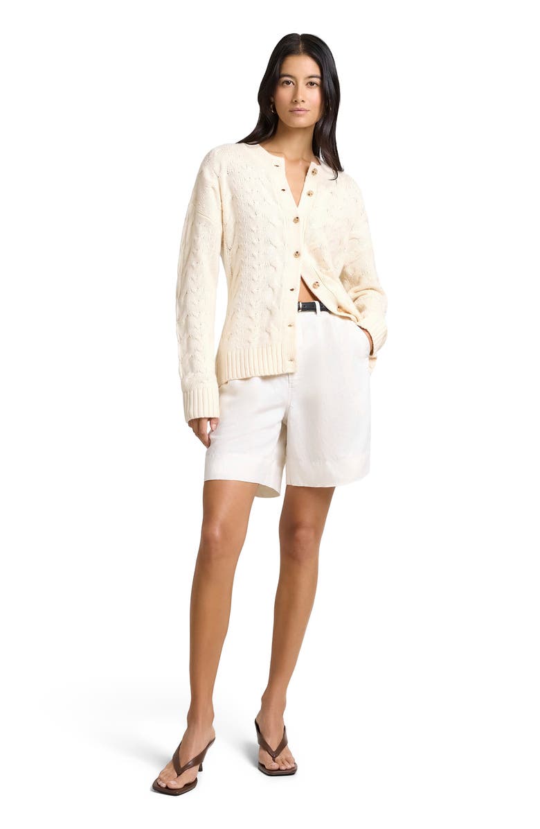 Onia Fitted Cable Knit Cardigan, Main, color, Natural Melange