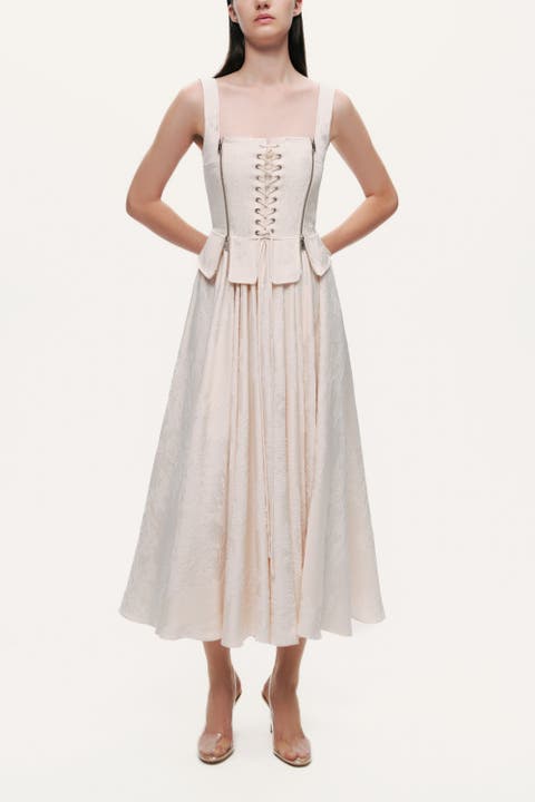 Lace-Up Corset Midi Dress