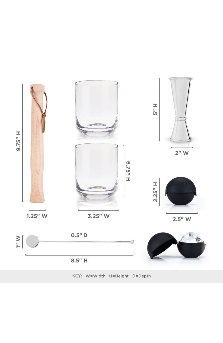 Viski Professional 7-Piece Muddled Barware Set in Stainless Steel, Alternate, color, Silver